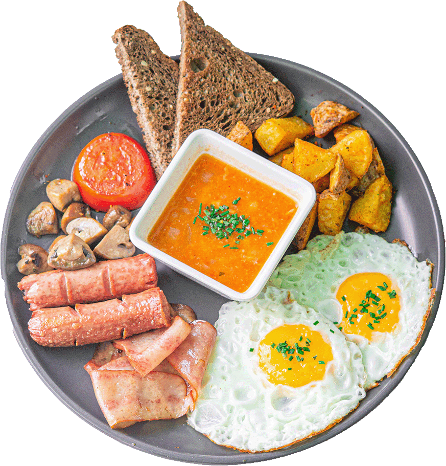 Big Ben Brunch - Desayuno inglés completo con alubias, huevos y salchicha