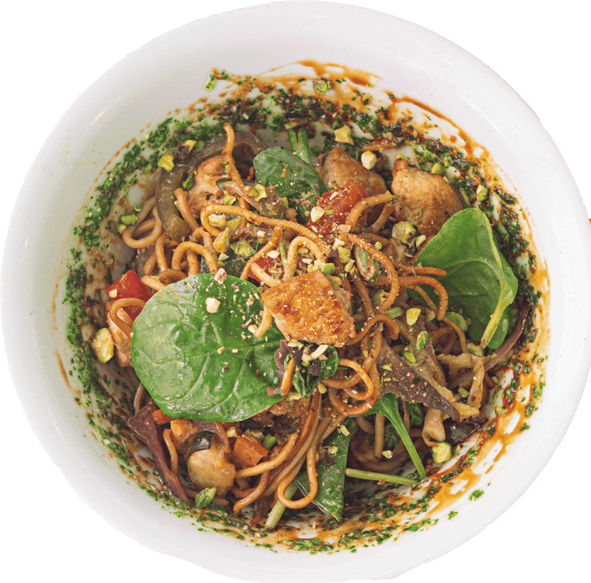 Wok & Roll - Fideos salteados con verduras y pollo